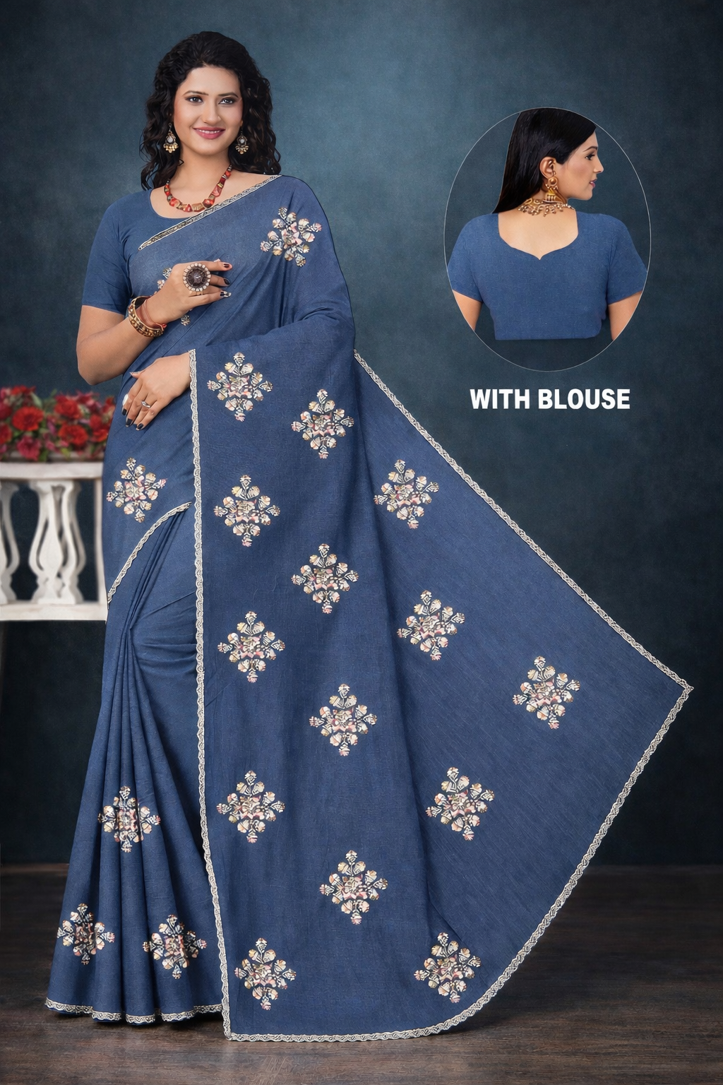 Wine Floral Designer Saree
