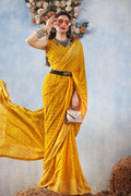 Teal Bandhani Designer Saree