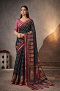Royal Olive Printed Cotton Saree