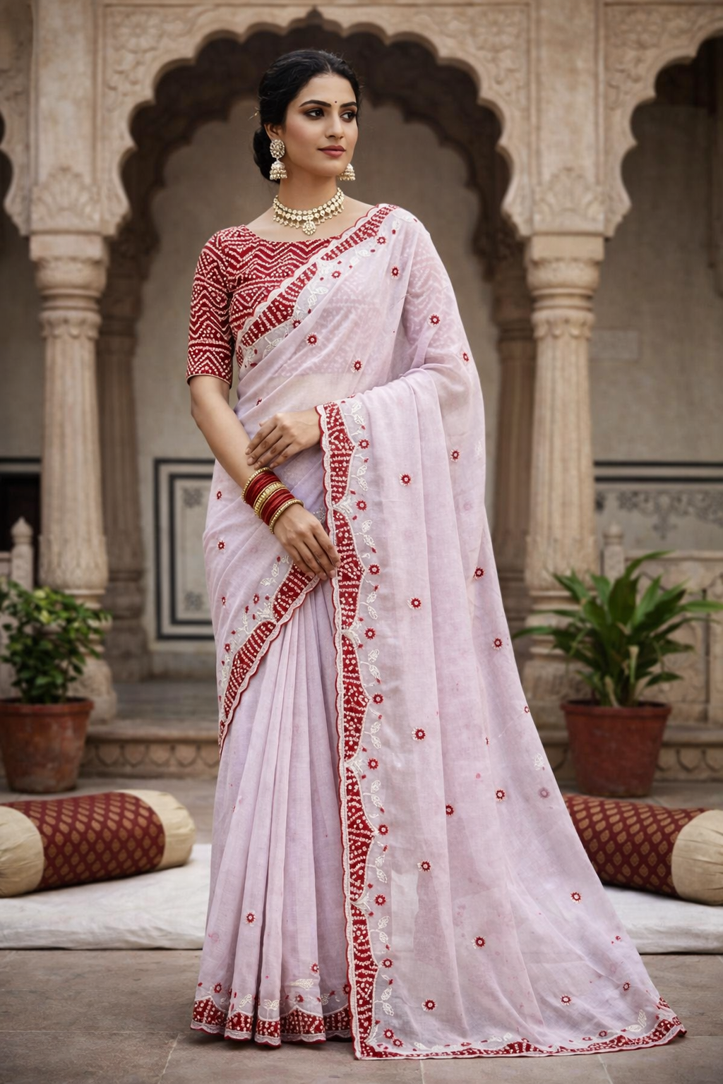 Royal Peach Elegance Saree