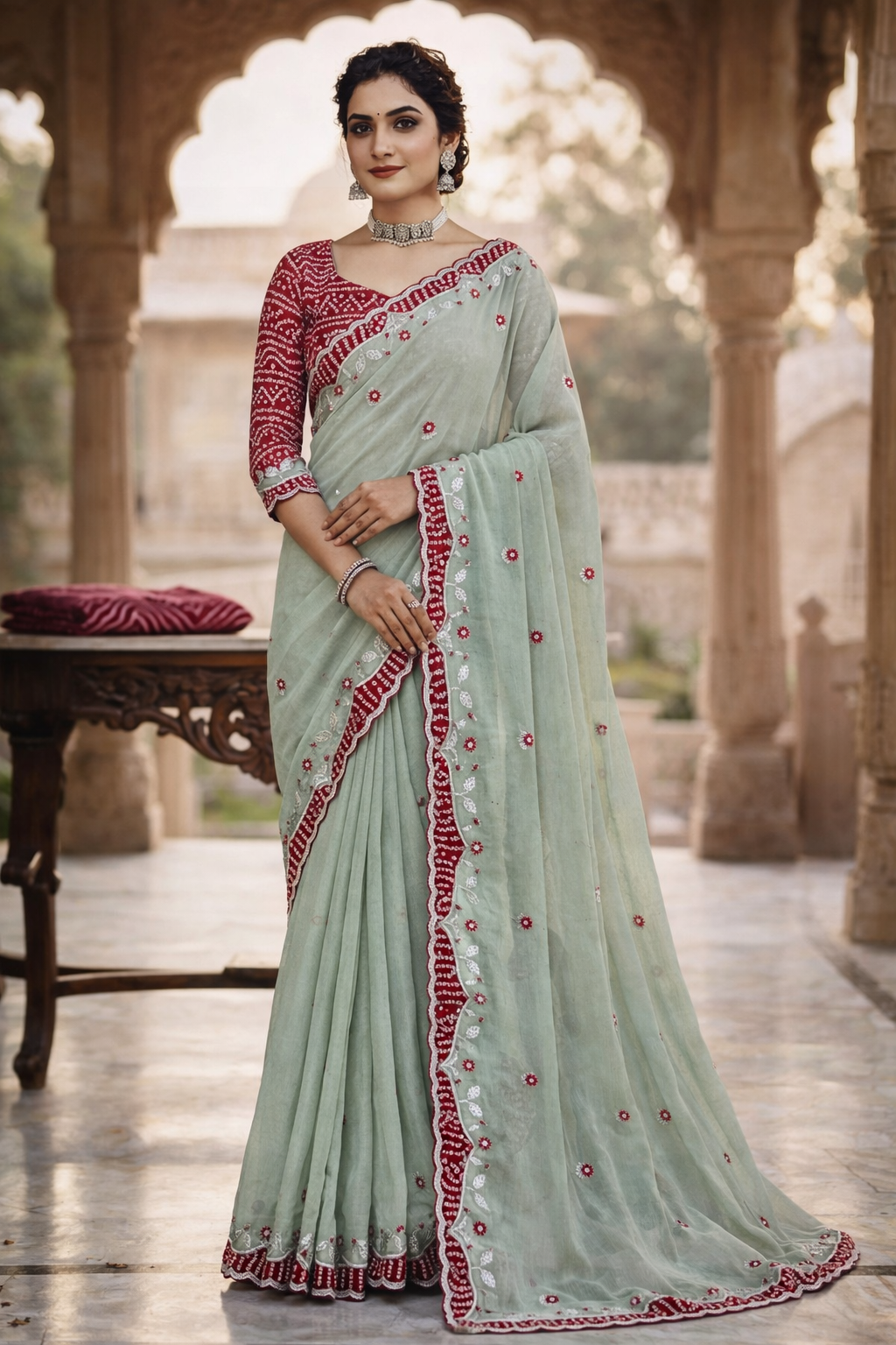 Royal Peach Elegance Saree