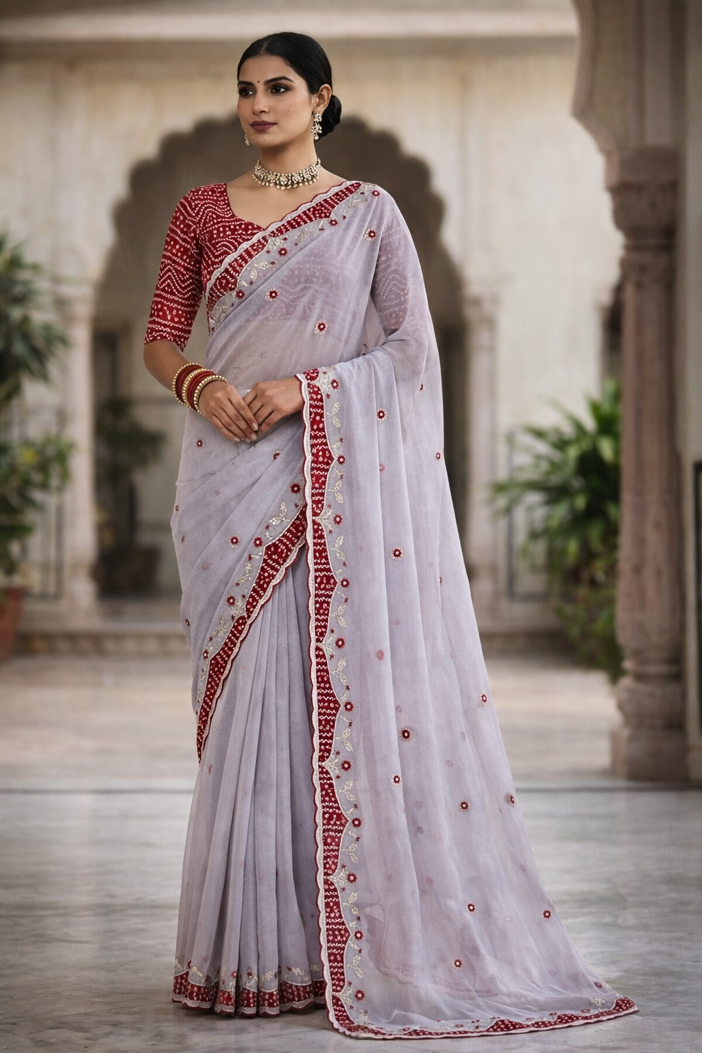Royal Peach Elegance Saree