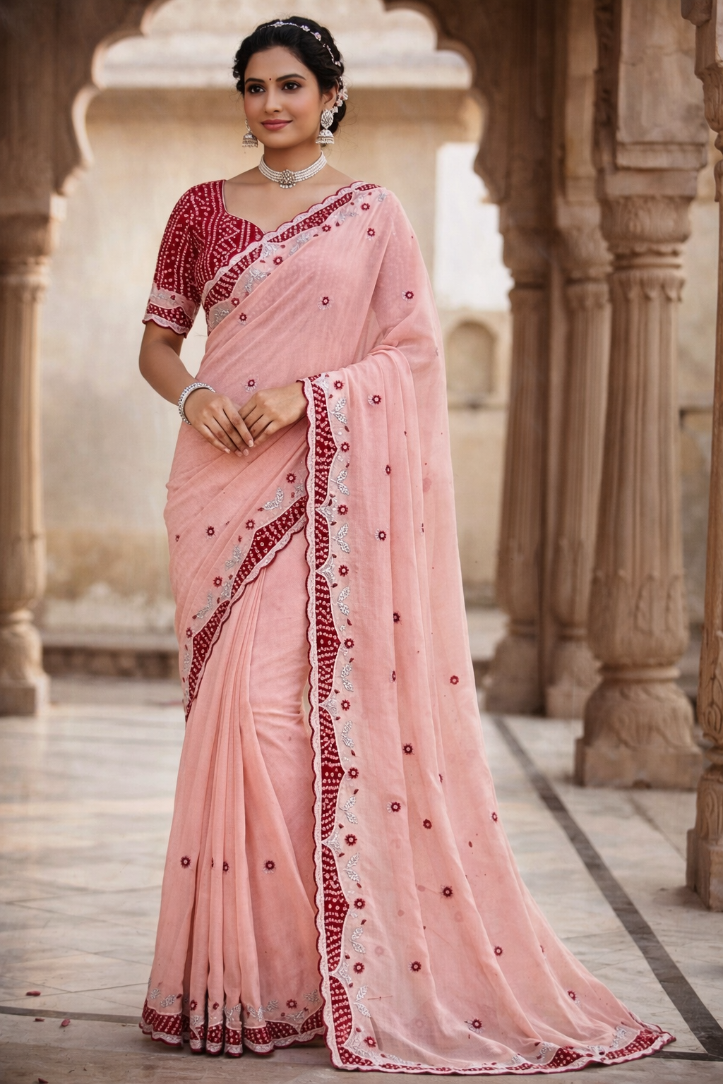 Royal Peach Elegance Saree