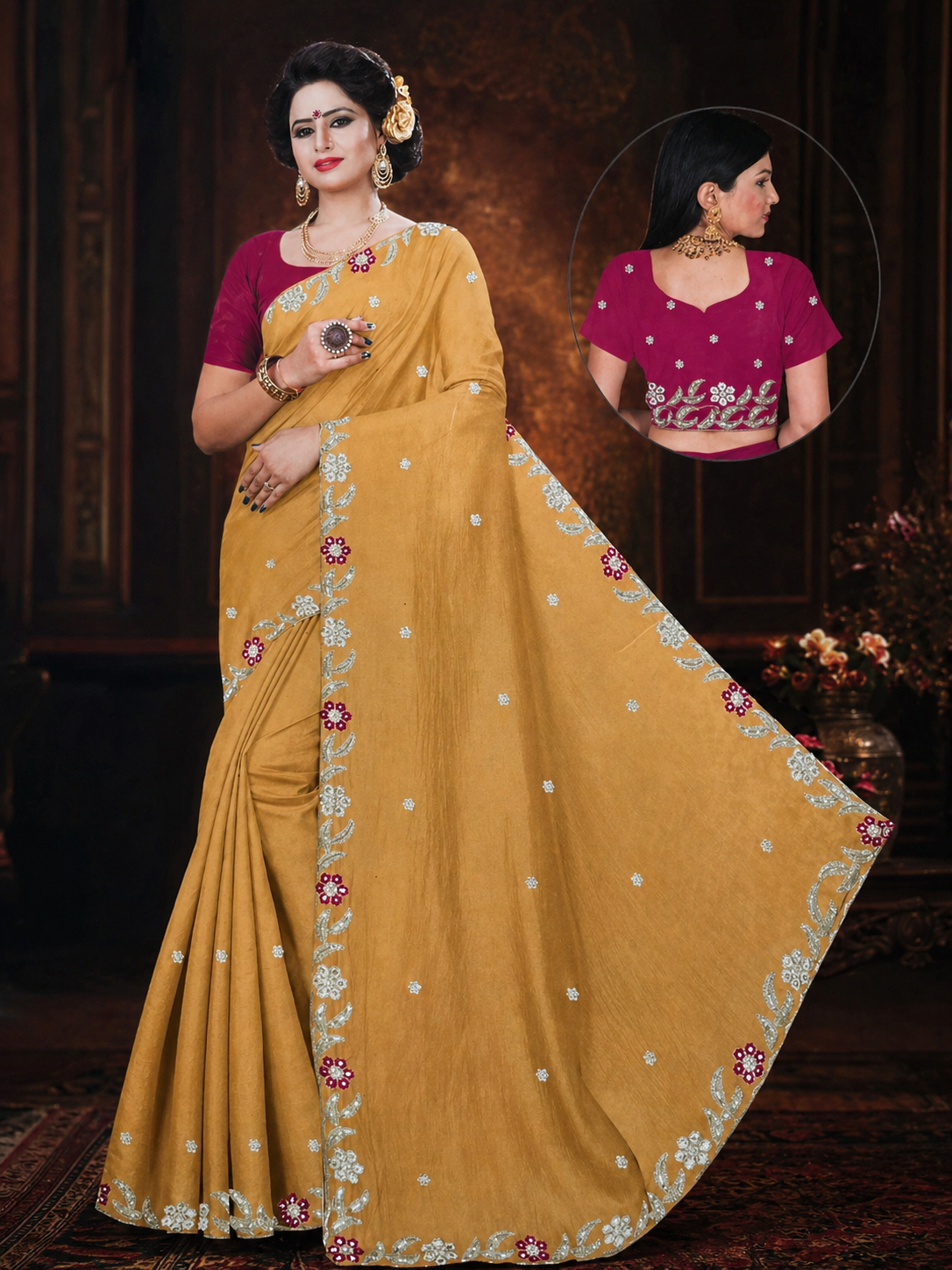 Fancy Embroidered Turquoise Saree