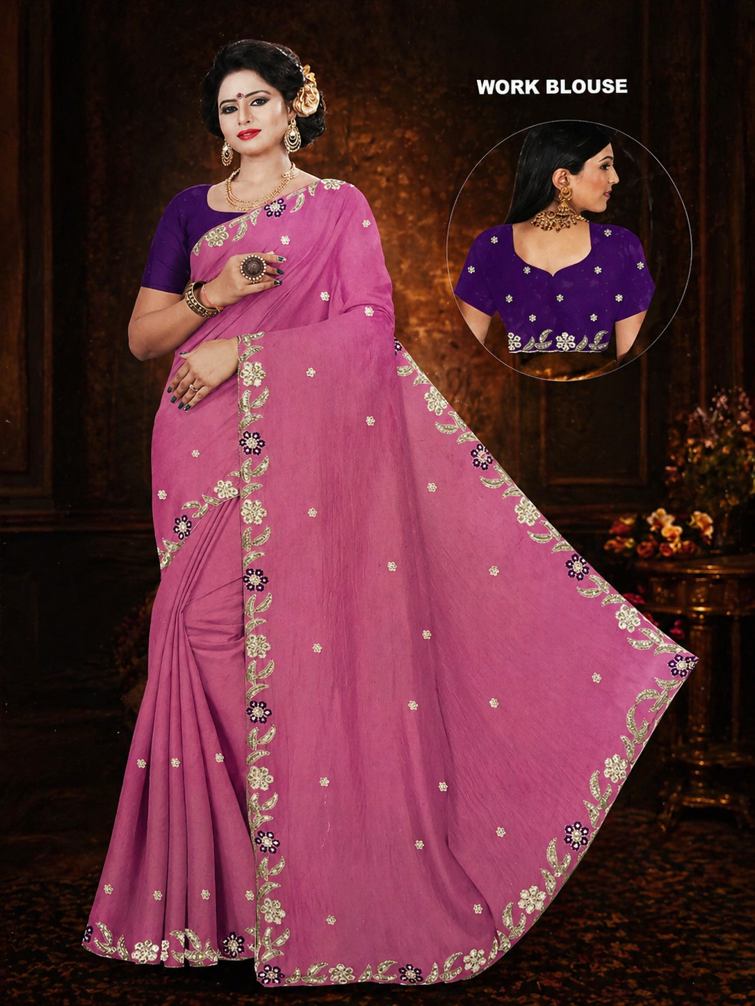 Fancy Embroidered Turquoise Saree