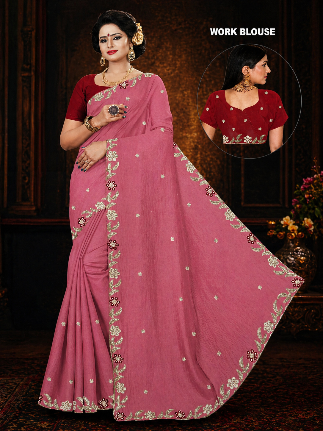 Fancy Embroidered Turquoise Saree
