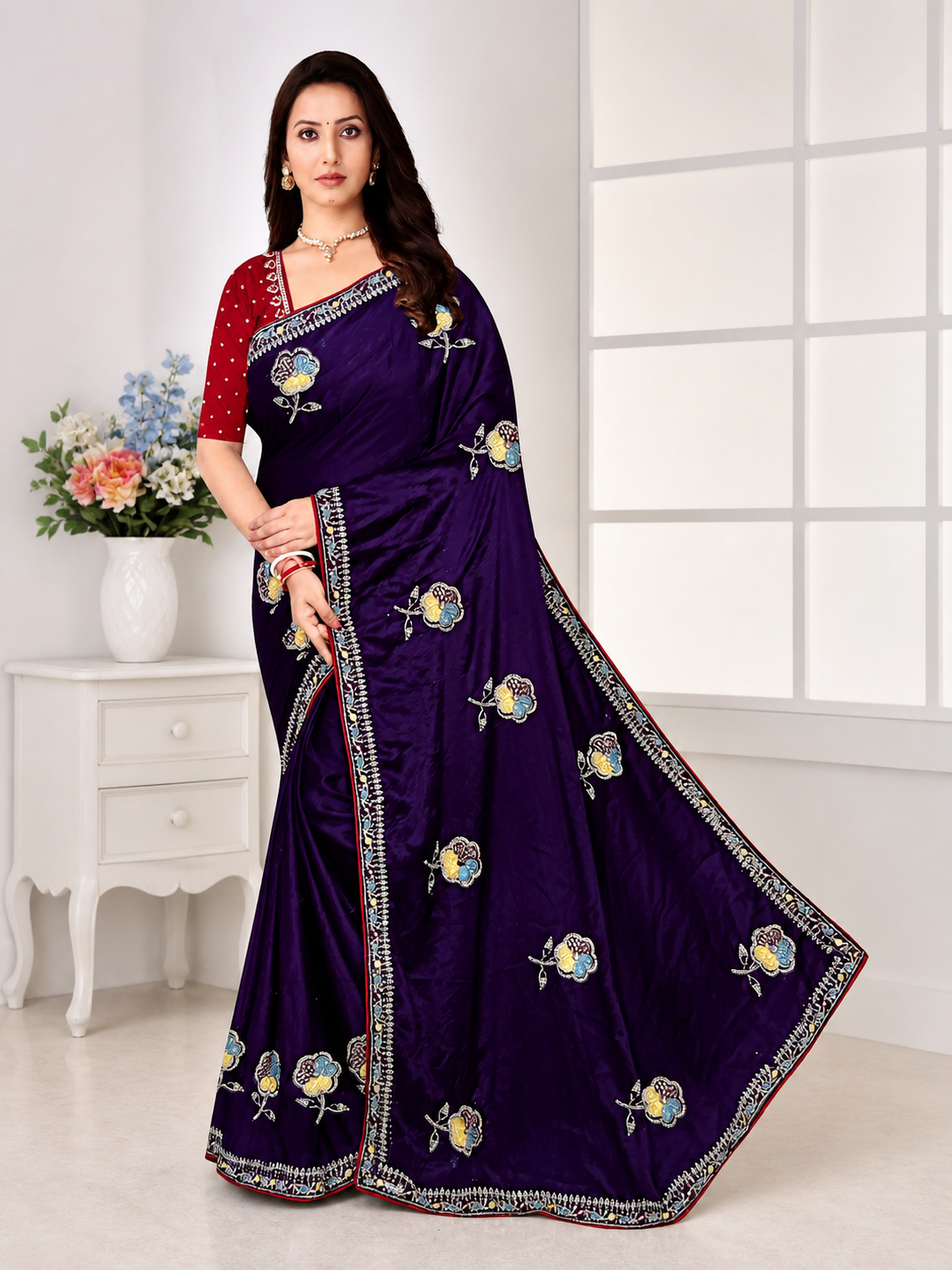 Premium Bottle Green Designer Saree