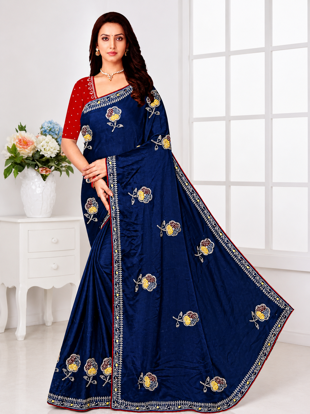Premium Bottle Green Designer Saree