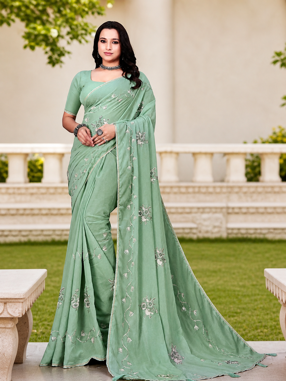 Premium Designer Embroidery Saree