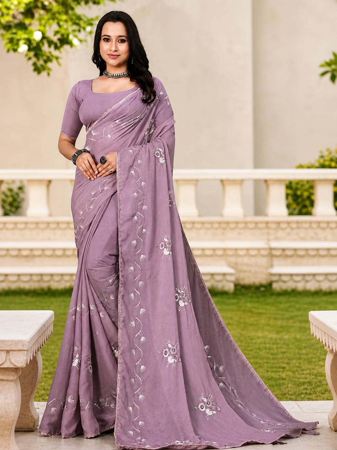 Premium Designer Embroidery Saree