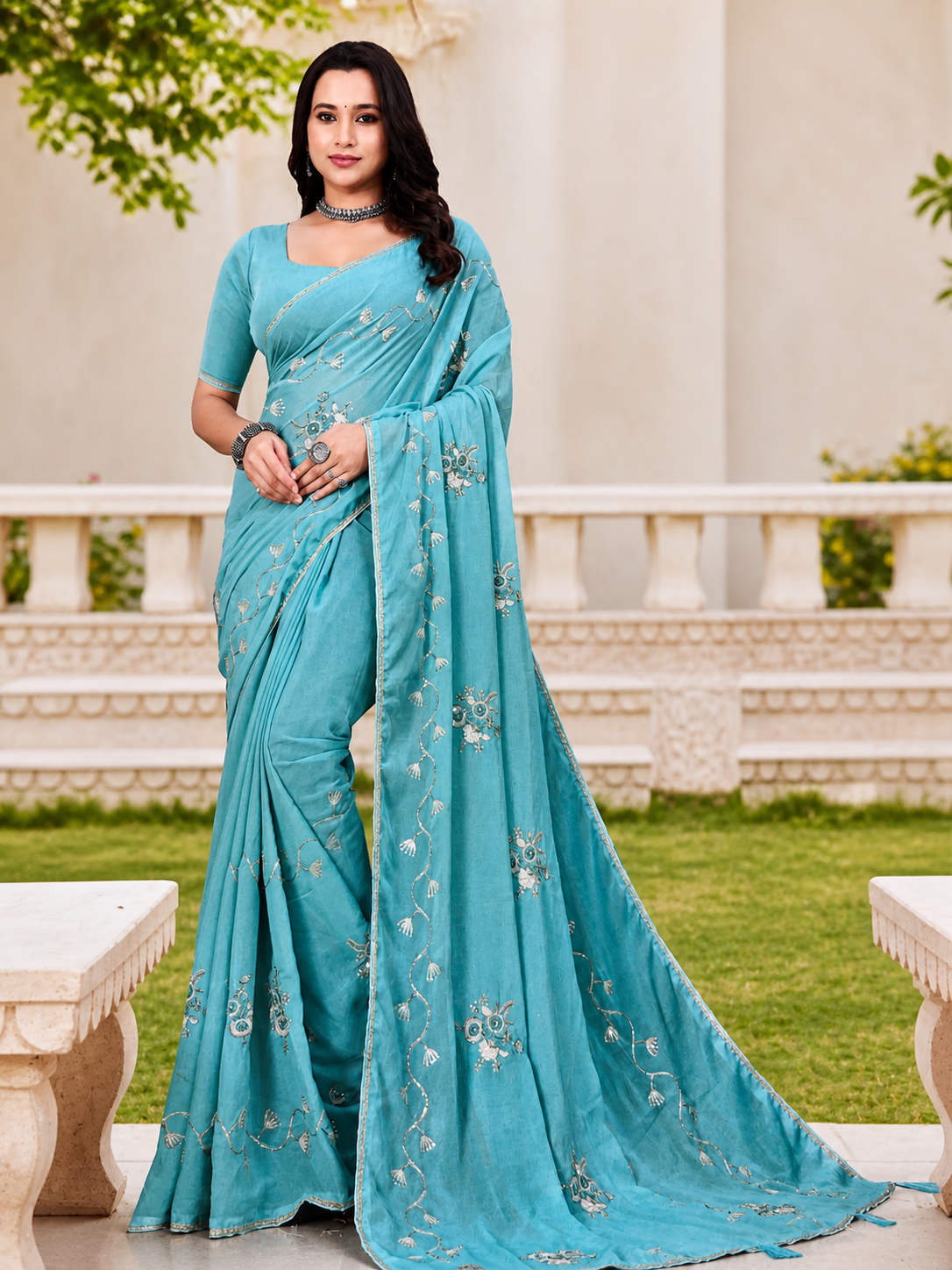 Premium Designer Embroidery Saree