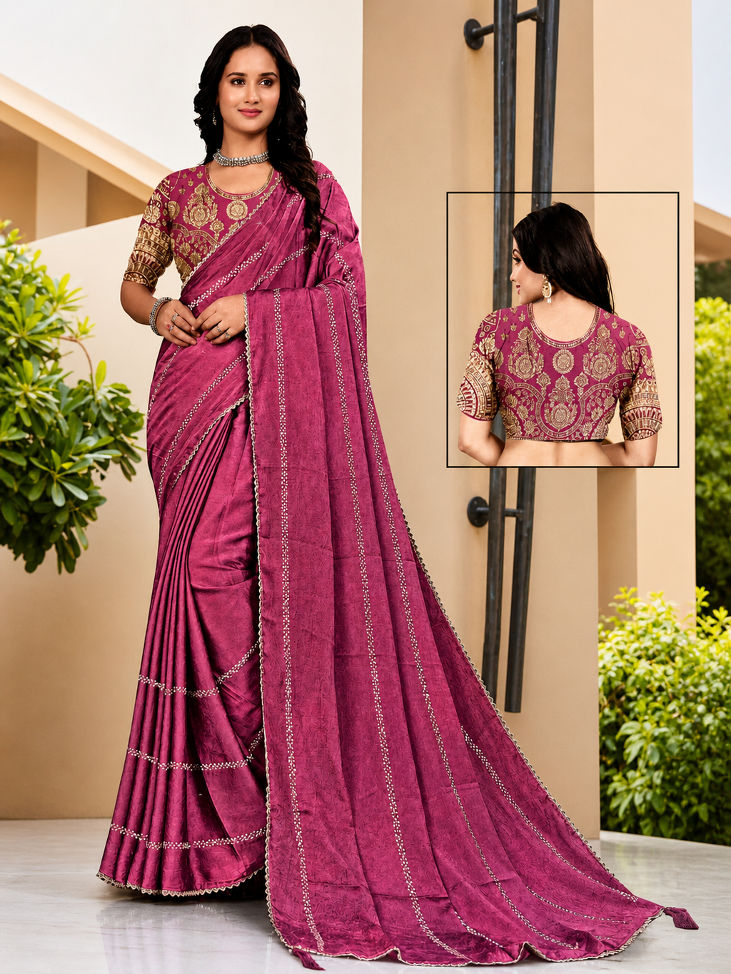 Royal Maroon Georgette Saree