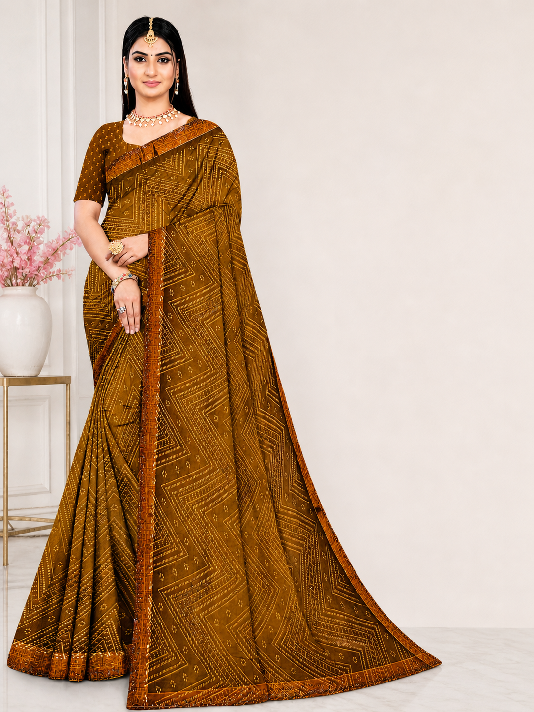 Royal Maroon Georgette Saree