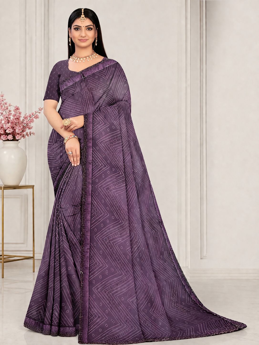 Royal Maroon Georgette Saree