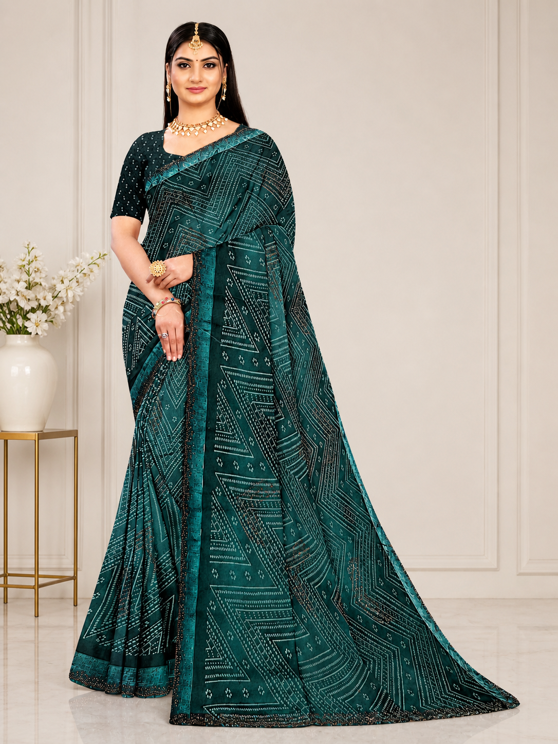 Royal Maroon Georgette Saree