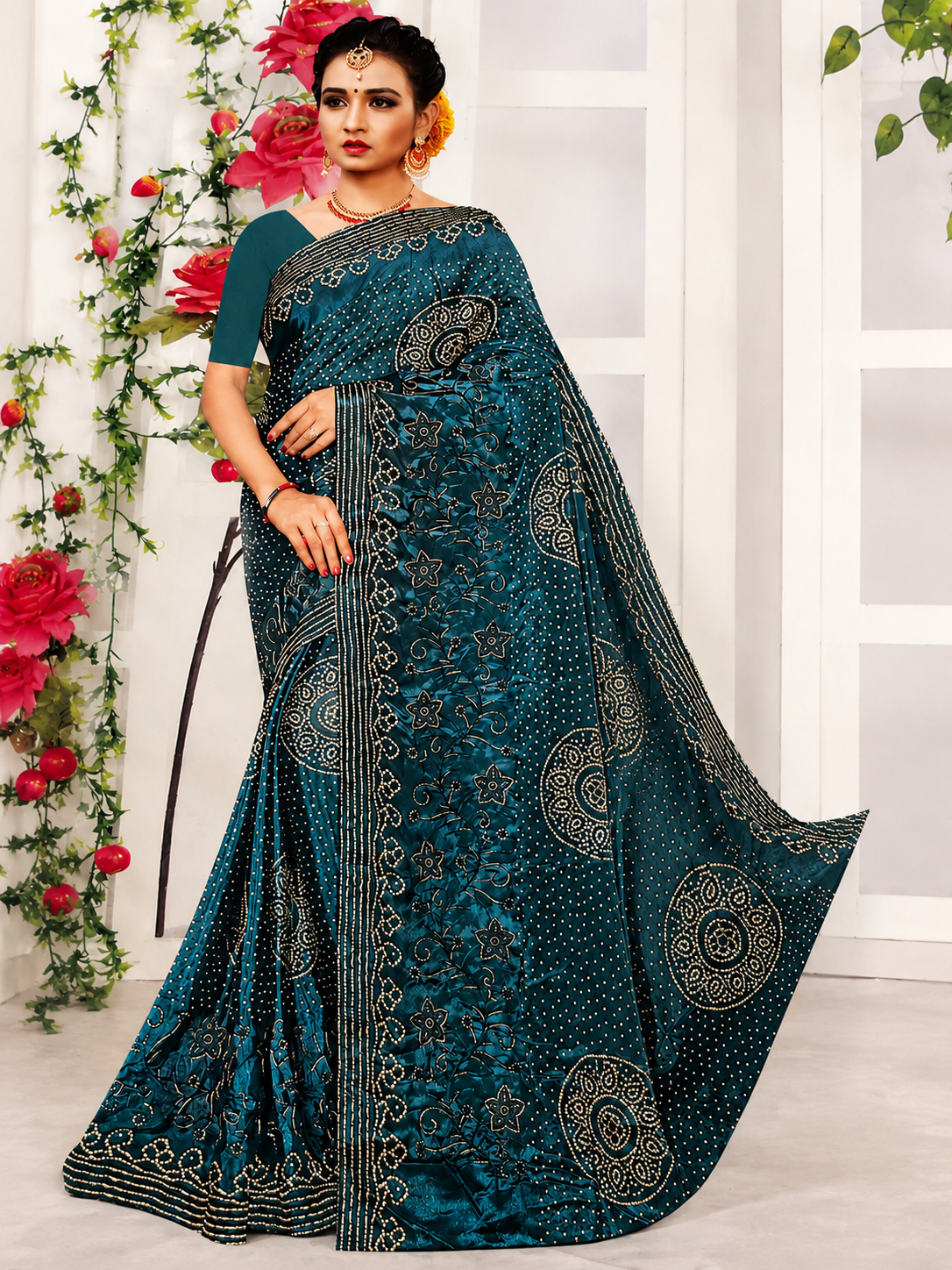 Royal Diamond Work Bandhani Saree ❤️✨