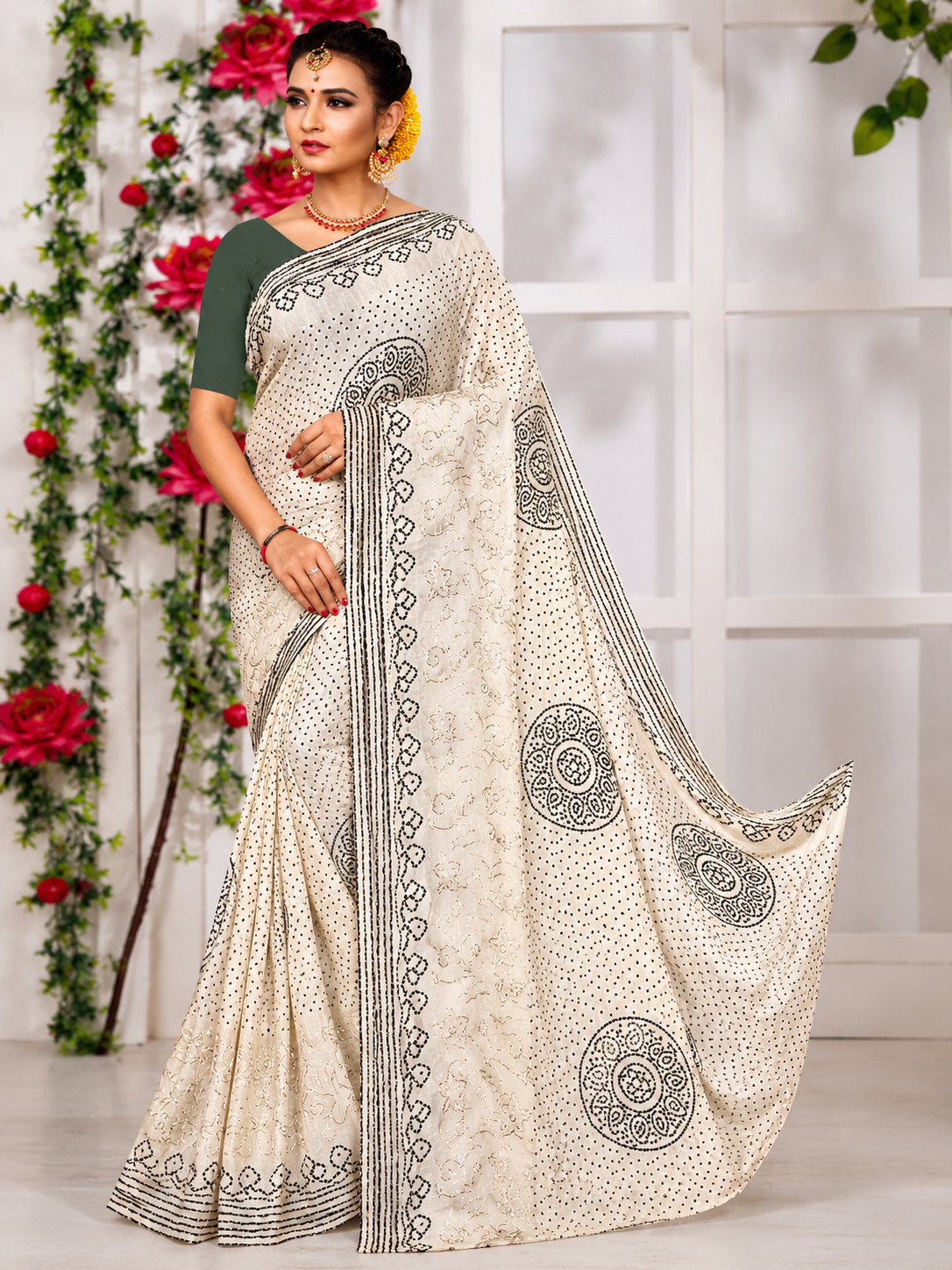 Royal Diamond Work Bandhani Saree ❤️✨