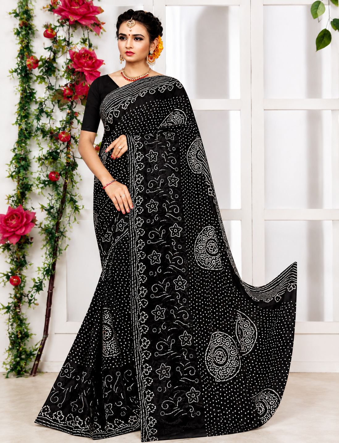 Royal Diamond Work Bandhani Saree ❤️✨