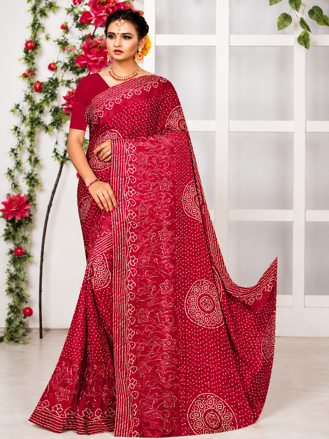 Royal Diamond Work Bandhani Saree ❤️✨