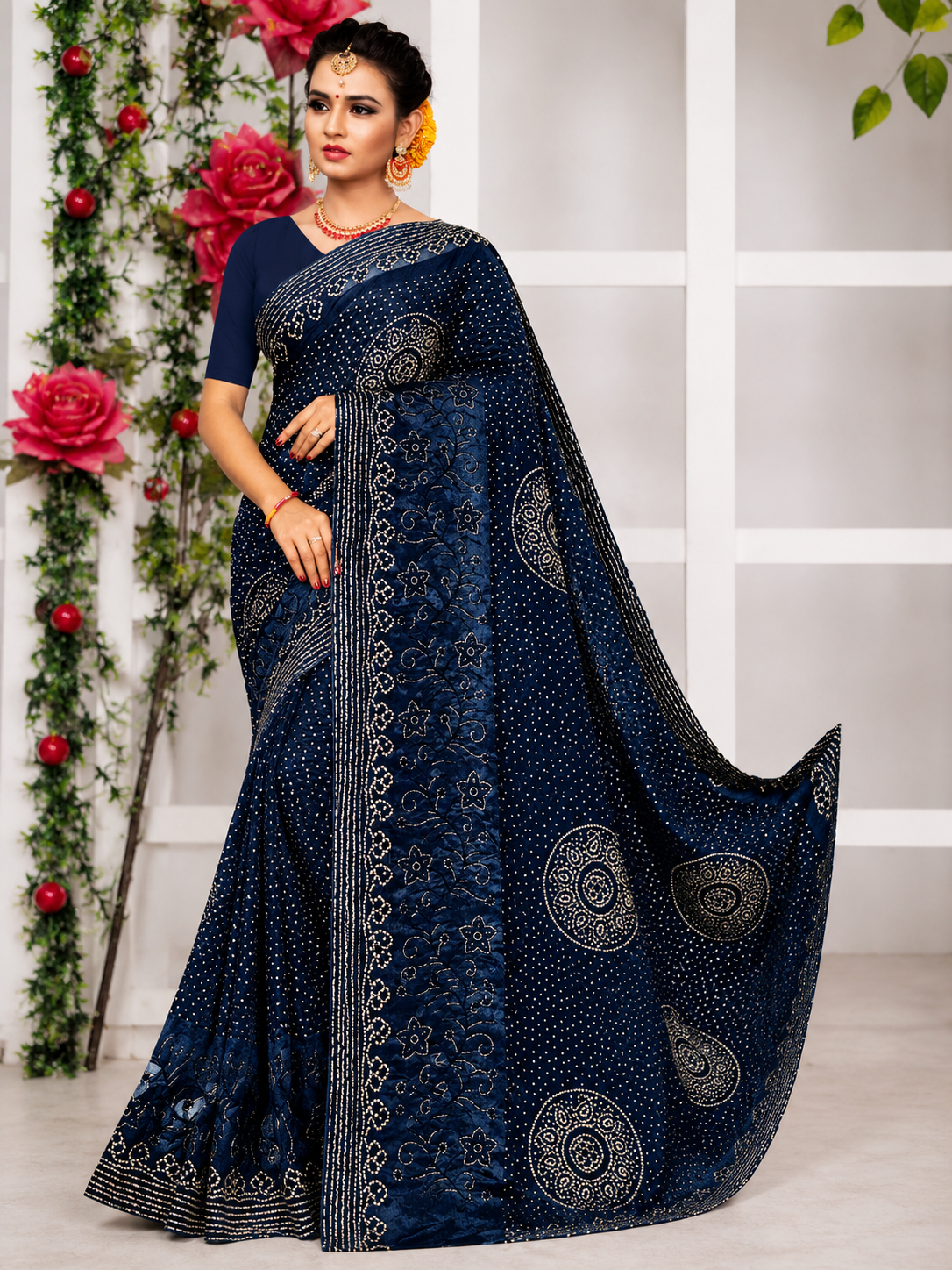 Royal Diamond Work Bandhani Saree ❤️✨
