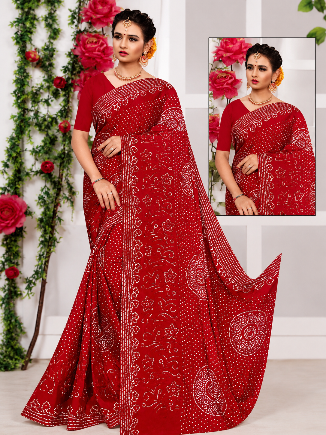 Royal Diamond Work Bandhani Saree ❤️✨