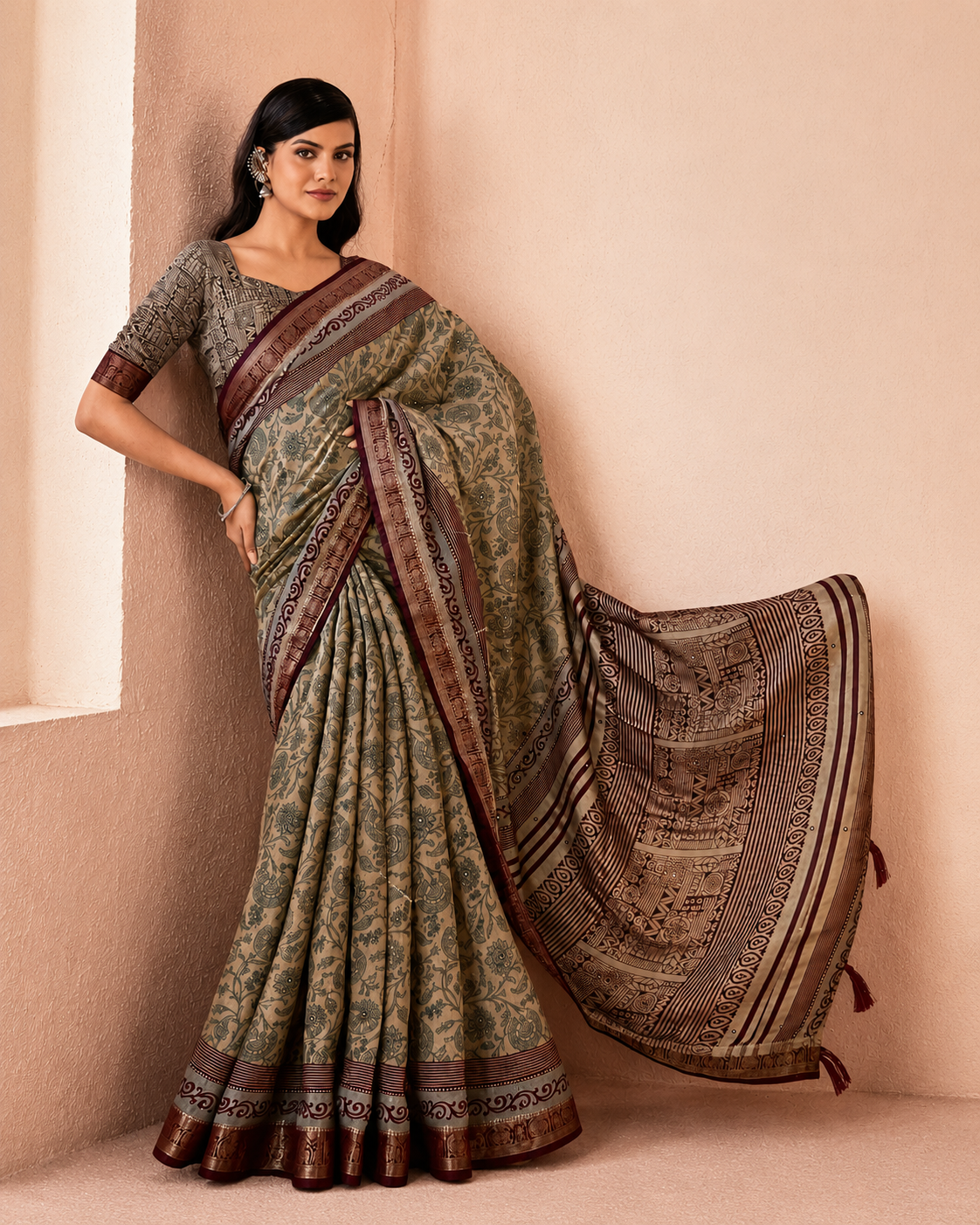 Royal Floral Mal Cotton Saree
