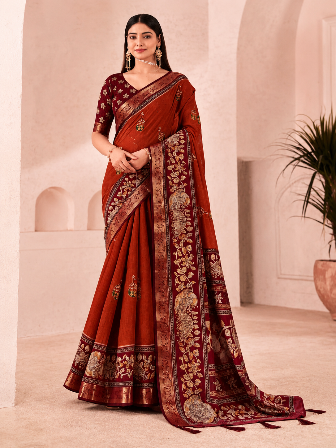 Royal Rangoli Cotton Saree