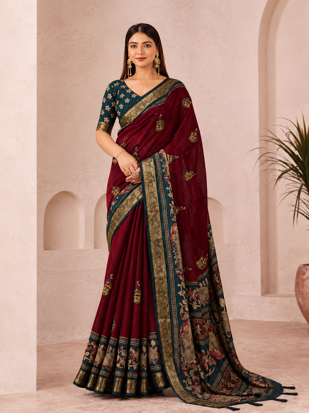 Royal Rangoli Cotton Saree