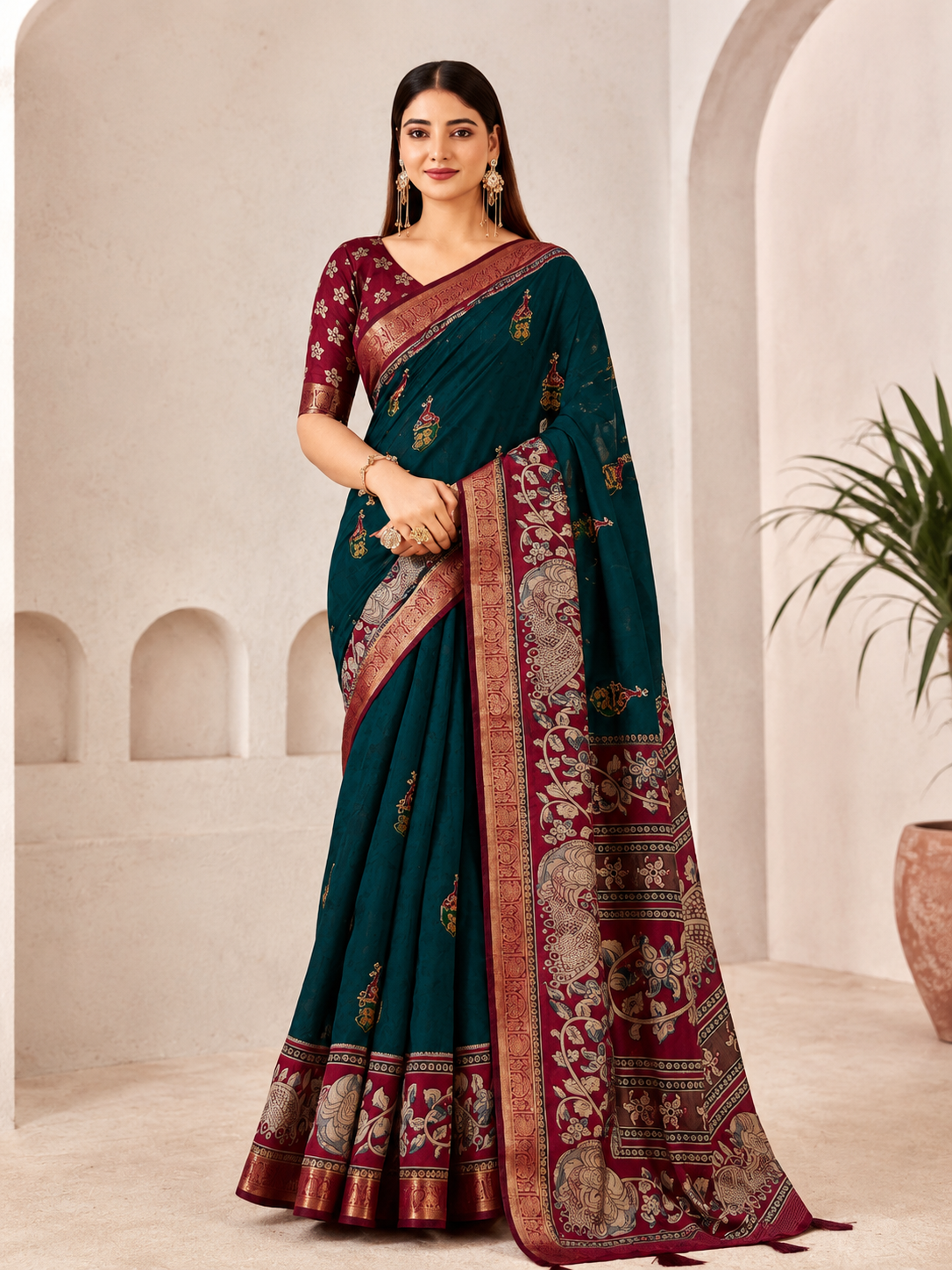 Royal Rangoli Cotton Saree