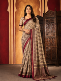 Royal Beige Blossom Cotton Saree
