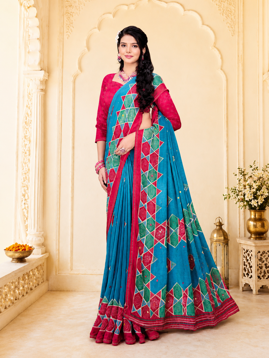 Royal Maroon Geometric Saree