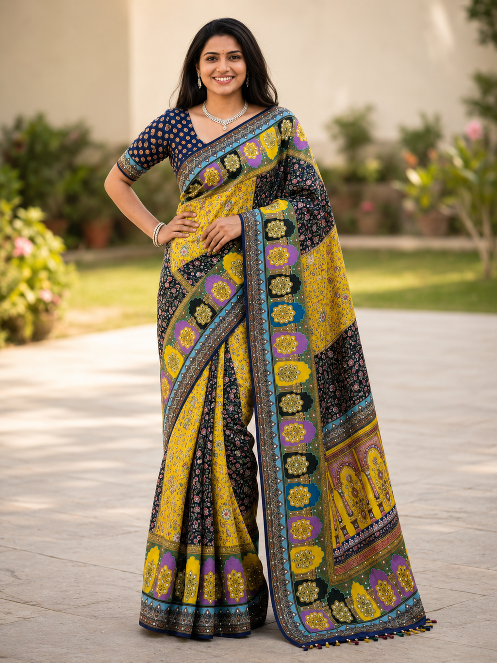 Royal Multi-Colour Patchwork Saree