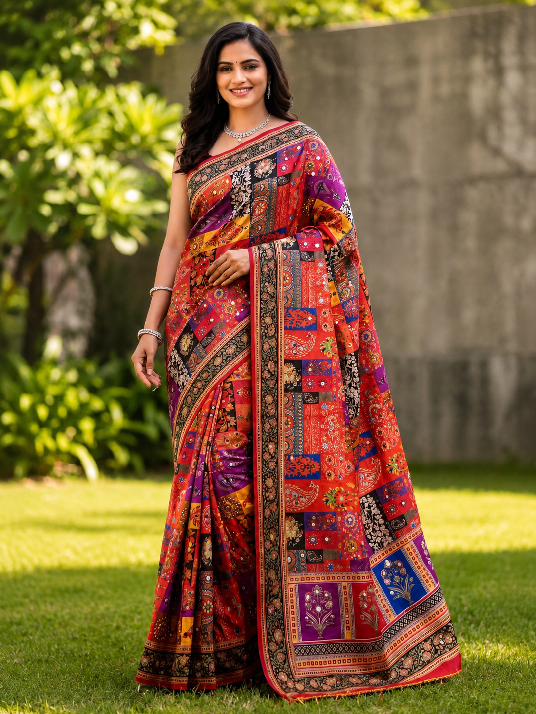 Royal Multi-Colour Patchwork Saree