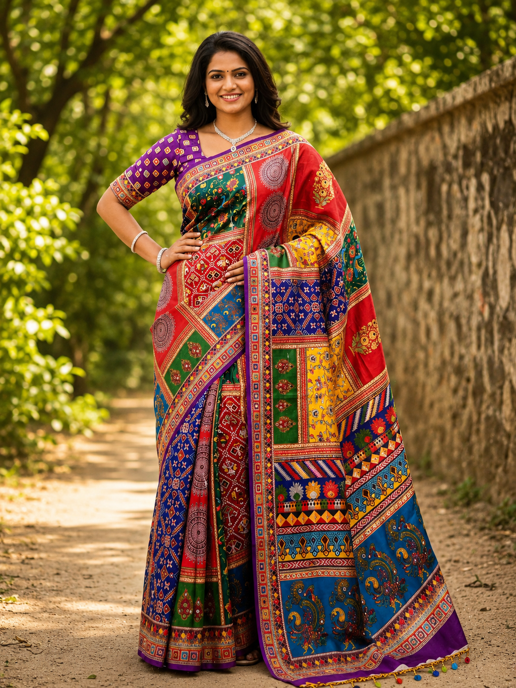 Royal Multi-Colour Patchwork Saree