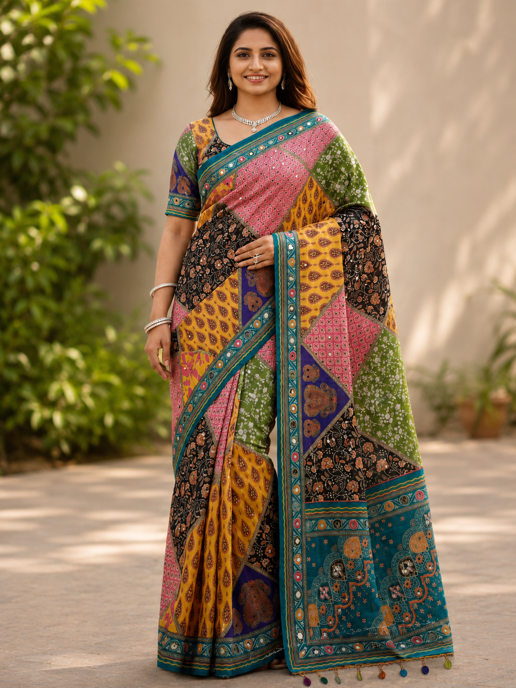 Royal Multi-Colour Patchwork Saree