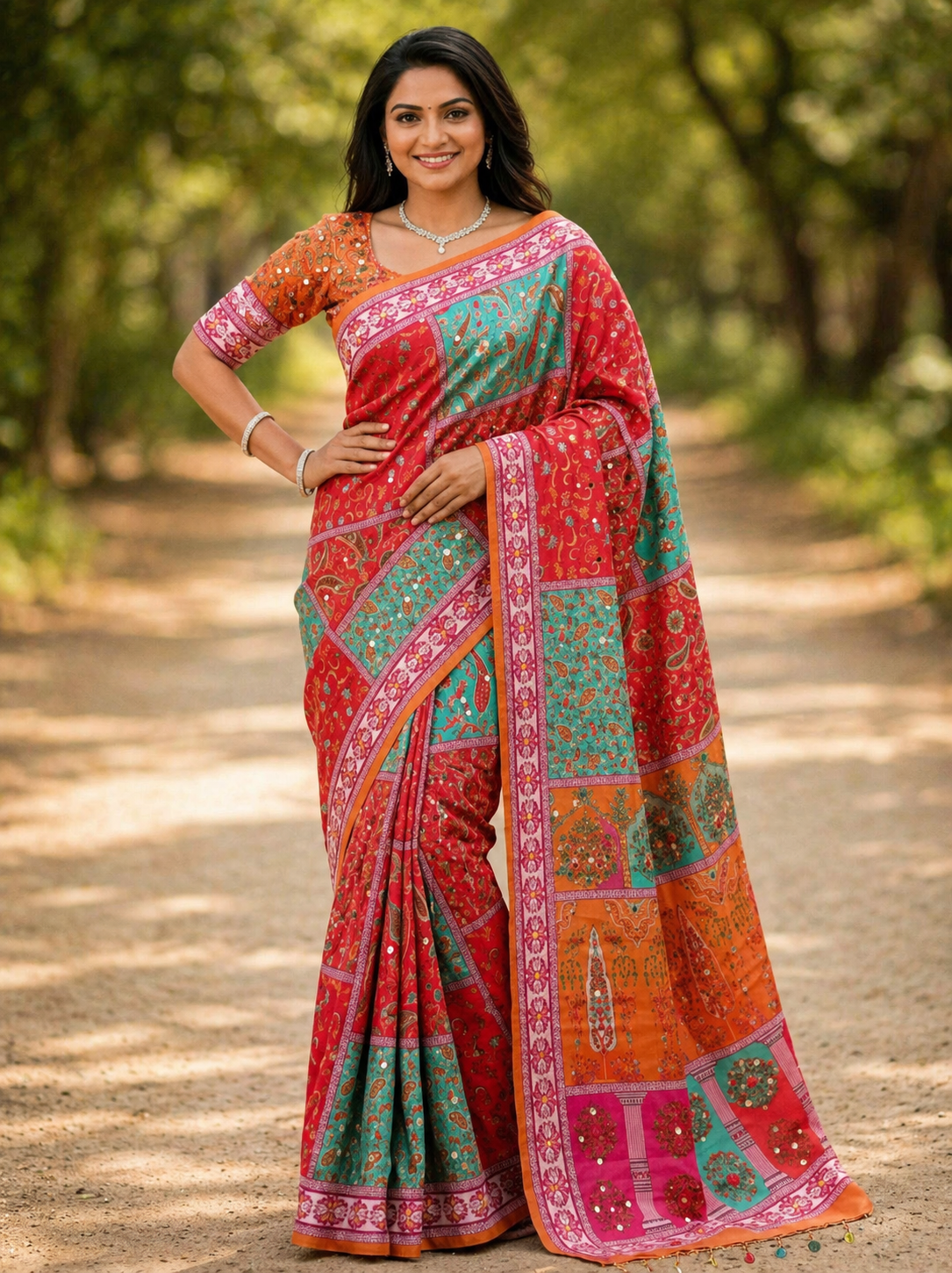 Royal Multi-Colour Patchwork Saree