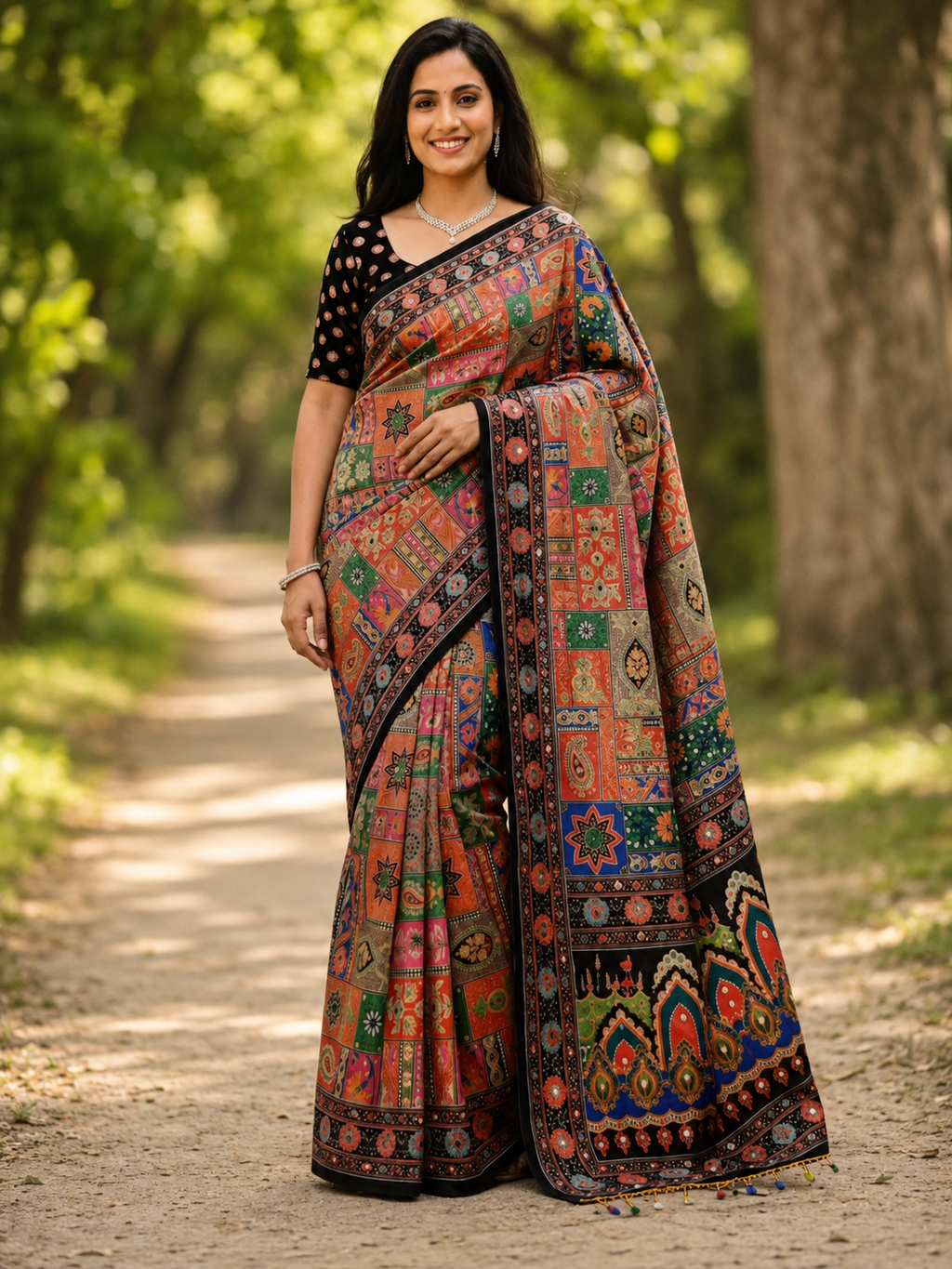Royal Multi-Colour Patchwork Saree